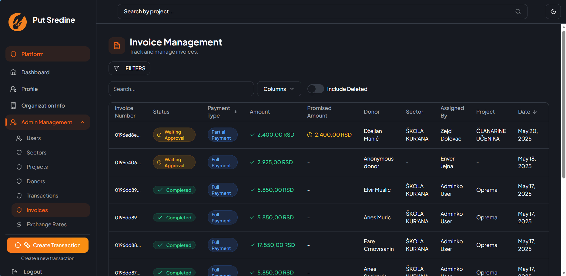 BaitulMal reporting dashboard